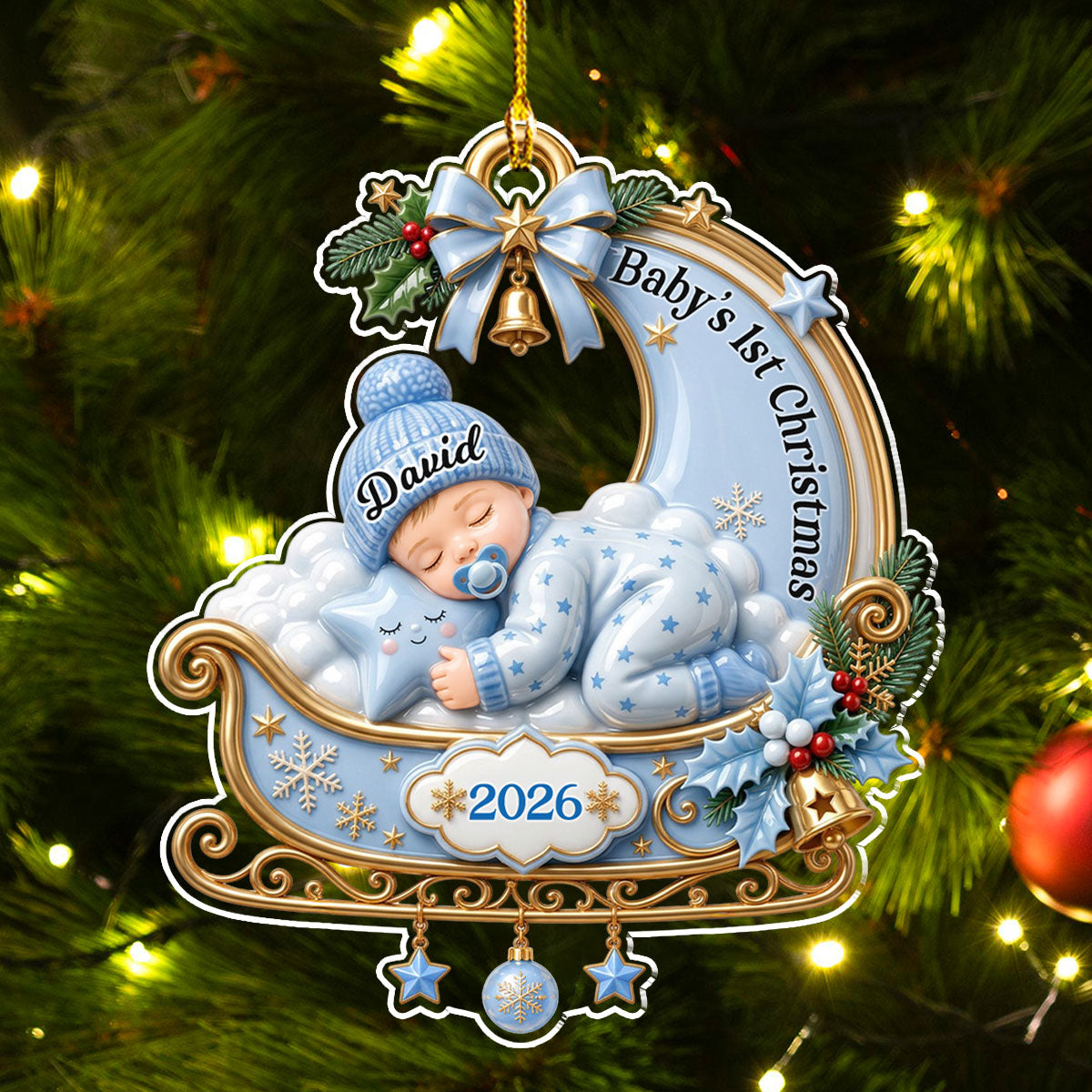Custom Baby First Christmas Ornament for New Parents •  Tiny Miracle Arrived - Personalized 3D Effect Acrylic Ornament