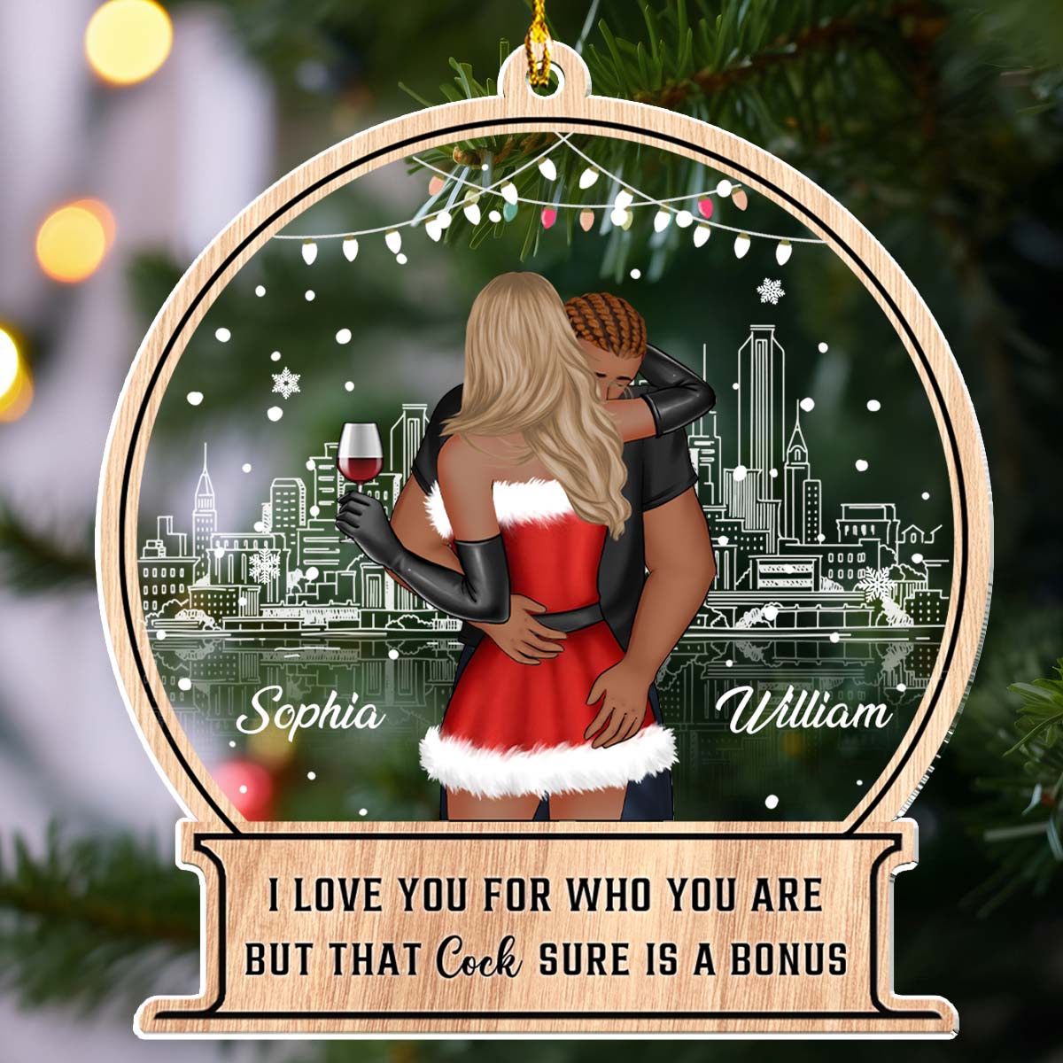 Custom Couple Christmas Ornament, Anniversary Gift •  Thanks For All - Personalized Acrylic Ornament