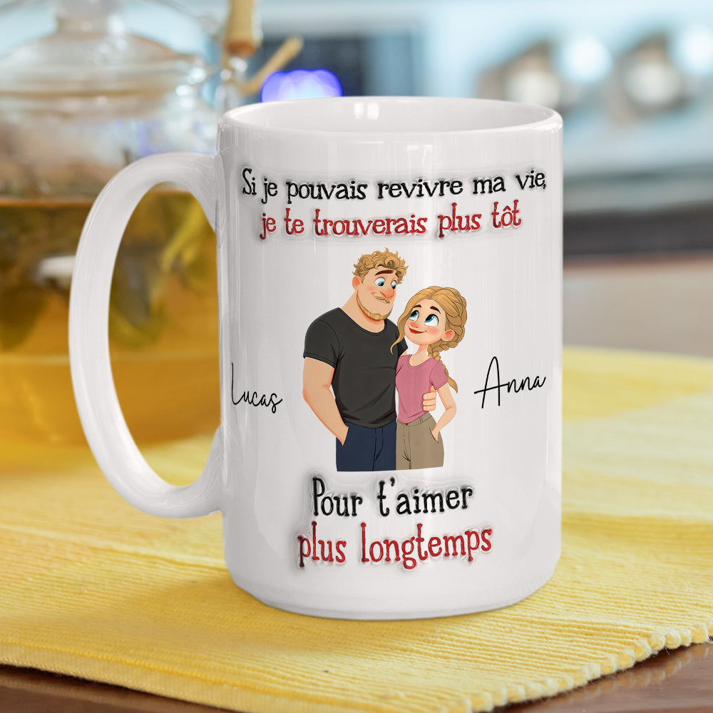 Custom Anniversary Keepsake Gifts For Couple • Je t’aime tellement – Mug personnalisé avec effet 3D gonflé