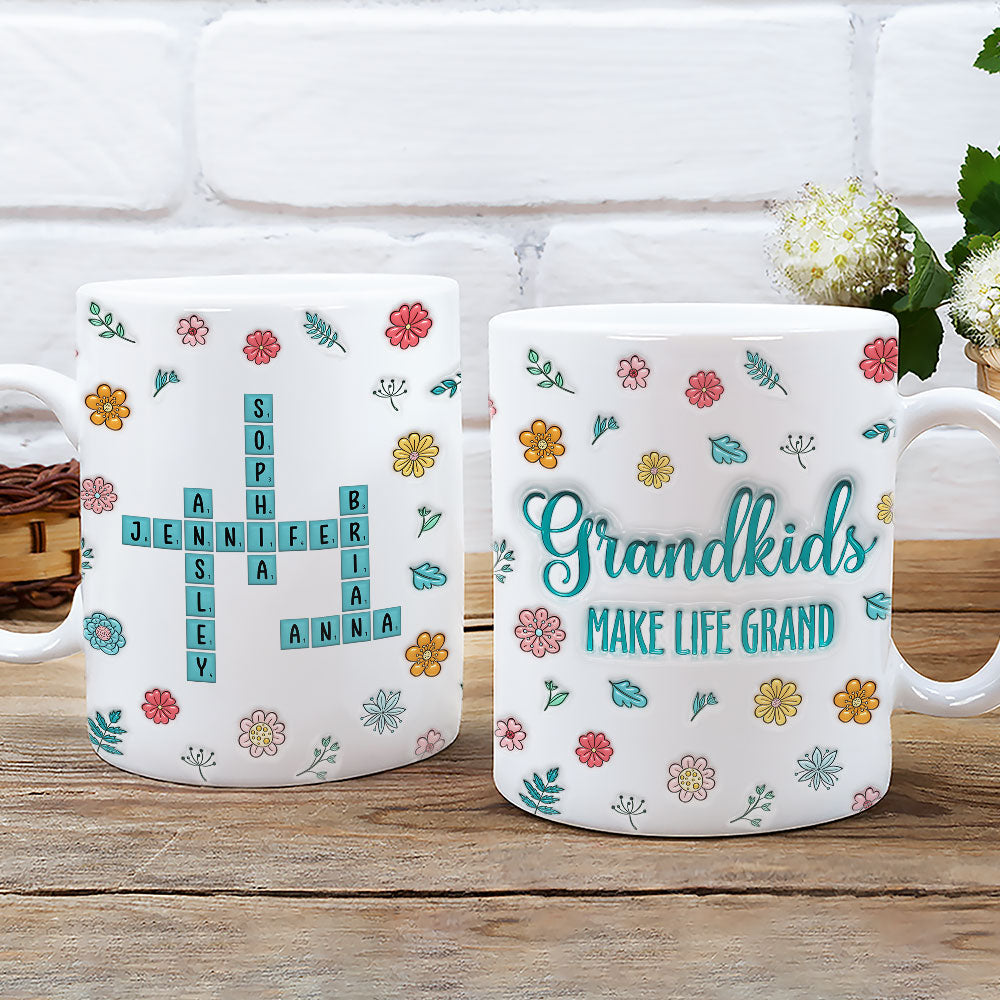 Custom Mother's Day Gift for Mom & Grandma • Grandkids Make Life Better - Personalized 3D Inflated Effect Mug