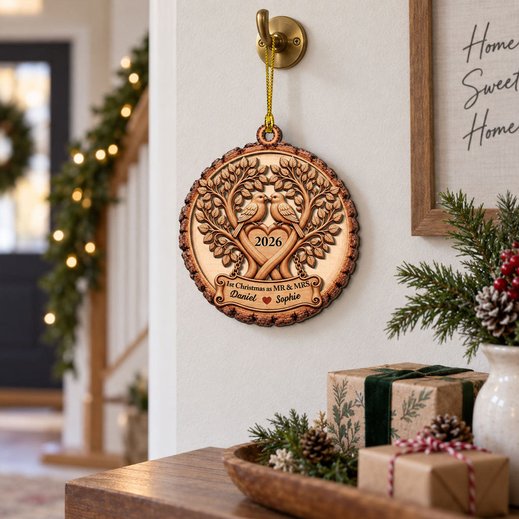 First Christmas As A Couple - Personalized 2-Layered Wood Ornament