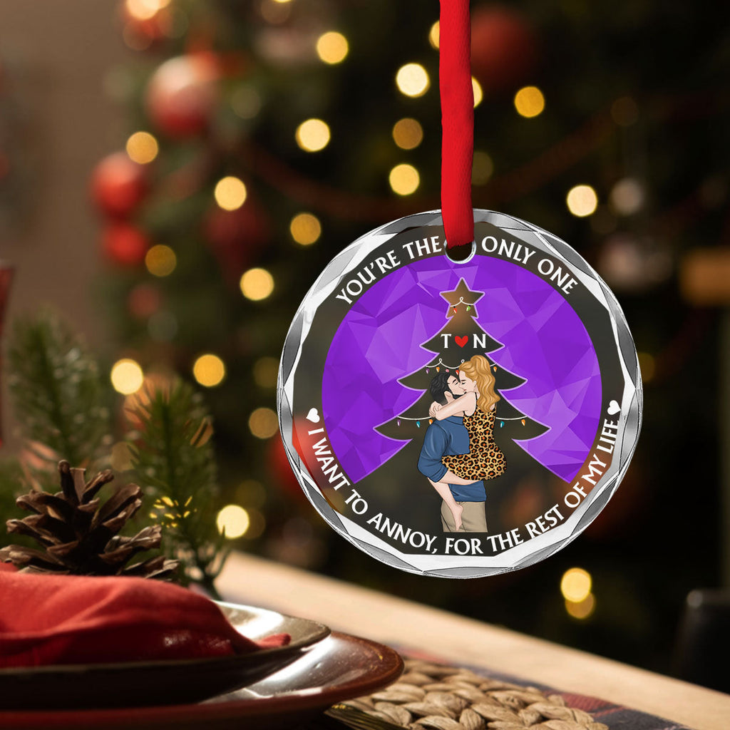 Custom Couple Christmas Ornament, Anniversary Gift •  Annoying Each Other - Personalized Glass Ornament