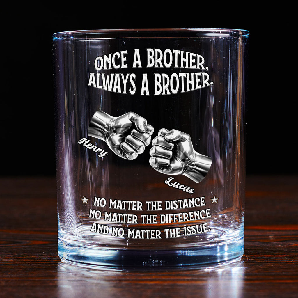 Custom Christmas Birthday Drinkware Gifts for Brother • Always My Brother - Personalized Whiskey Glass