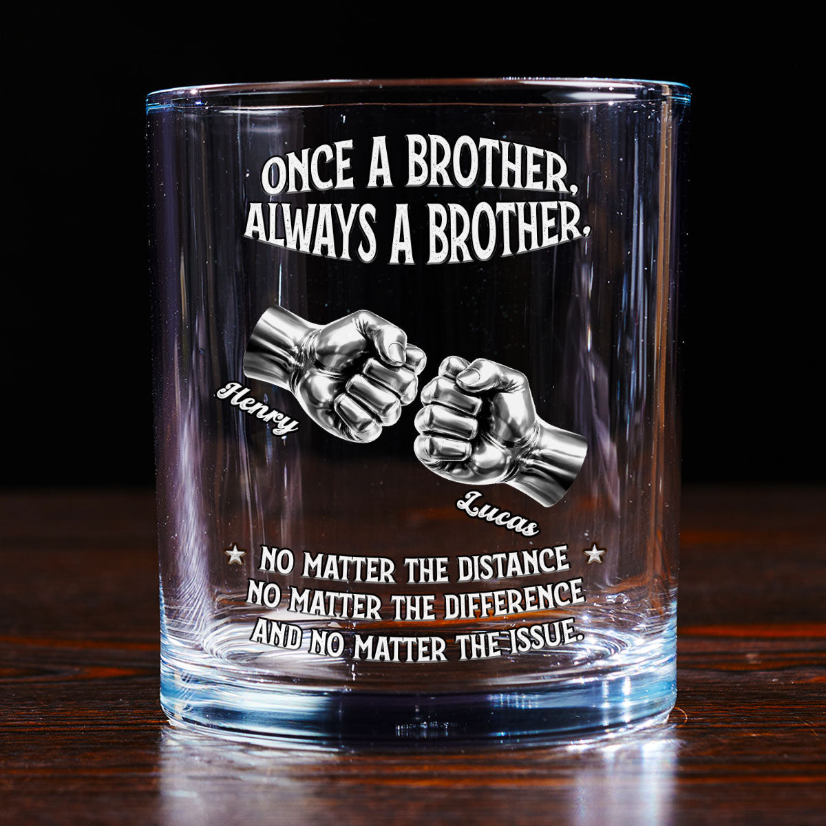 Custom Christmas Birthday Drinkware Gifts for Brother • Always My Brother - Personalized Whiskey Glass