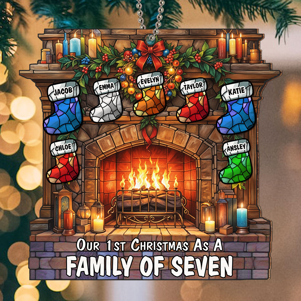 Custom Family First Christmas Ornament •  As A Family Of - Personalized Suncatcher Ornament