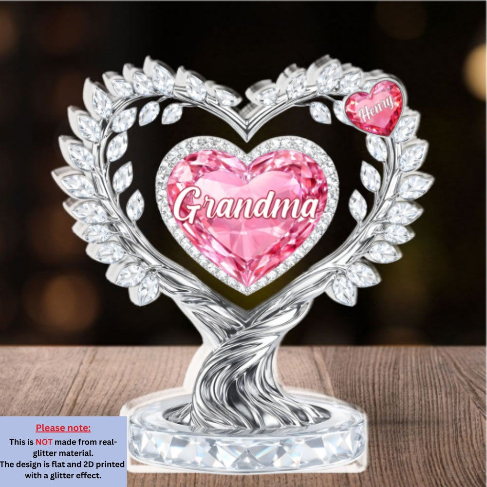 Custom Mother's Day Decor, Gift for Mom & Grandma • Heart Of Love - Personalized Acrylic Plaque