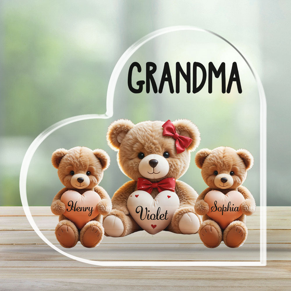Custom Decor, Christmas Birthday Anniversary Gift Keepsake • Grandma Bear With Love Children - Personalized Acrylic Plaque