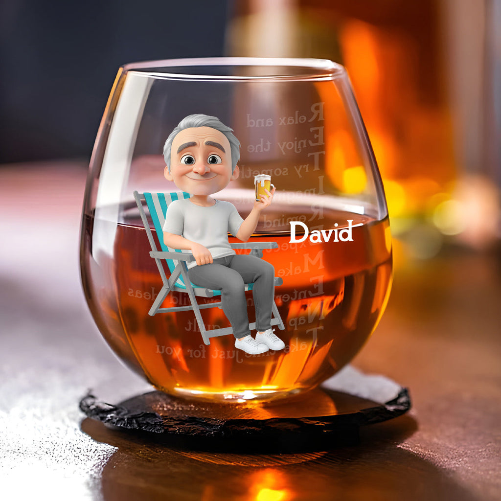 Take Time Just For You - Personalized Wine Glass