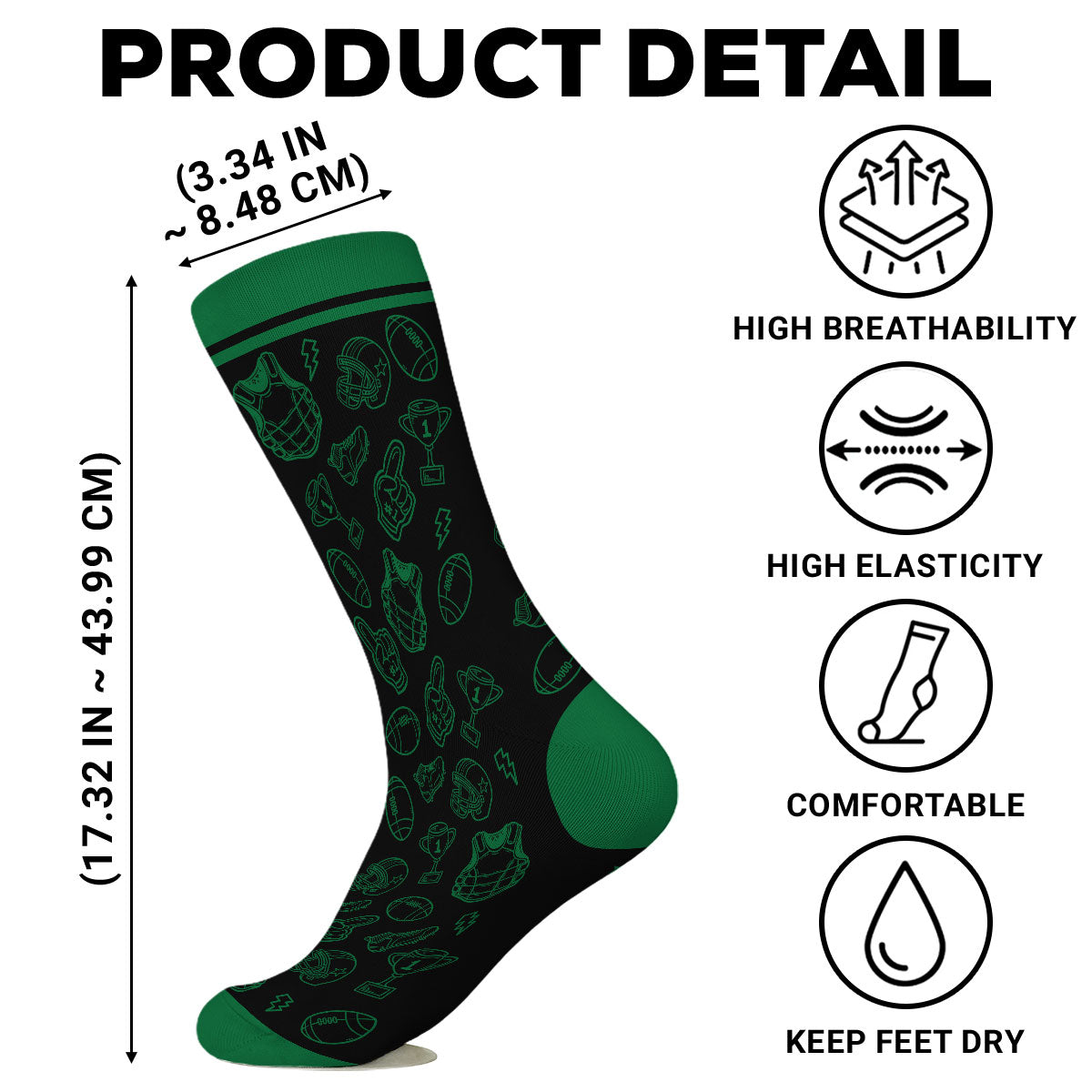 Custom Unique Footwear, Christmas Birthday Gift For Him & Her • Game Day Mode - Personalized Crew Socks
