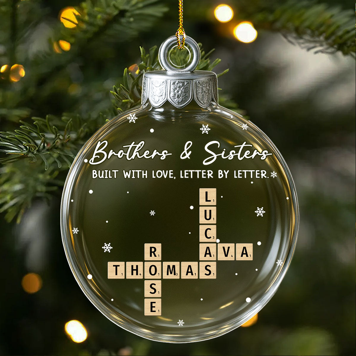 Custom Brothers & Sisters Christmas Ornament •  Love Grows In Every Piece - Personalized Acrylic Ornament