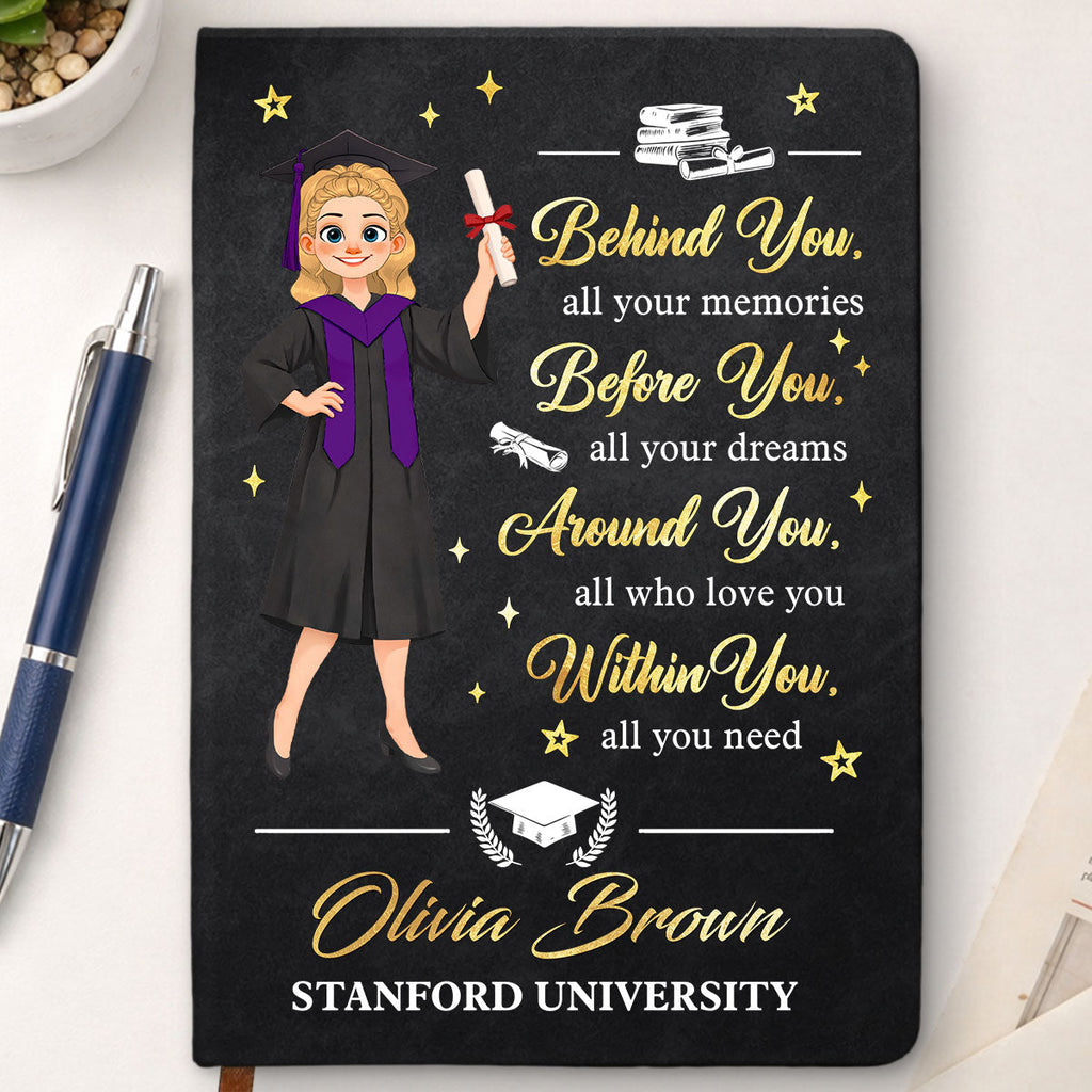 Graduation Journal Custom Name School Year For Daughter, Son • Degree In Hand - Personalized Leather Journal