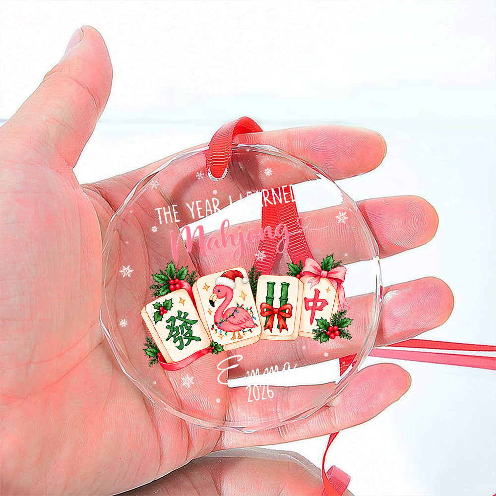 Custom Friendship Christmas Ornament, Best Friend Gift •  The Year I Learned Mahjong - Personalized Glass Ornament