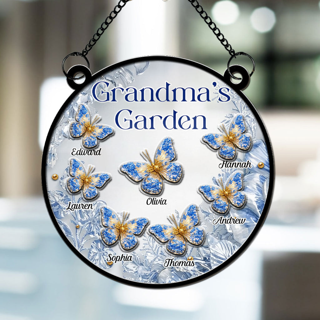 Custom Name Grandma Hanging Decor, Mother's Day Birthday Gifts • The Garden Mom - Personalized Suncatcher