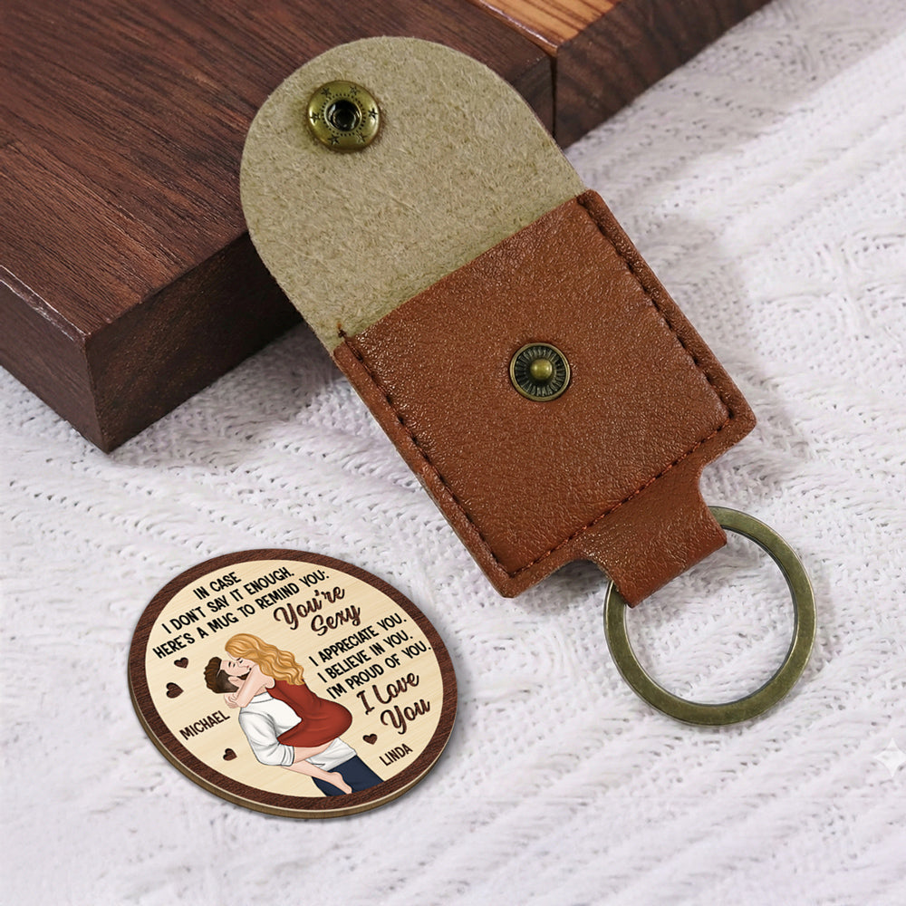 Custom Coin Keychain for Husband, Couple Anniversary Valentine's Day Gifts • You Are Sexy I Appreciate You - Personalized Wooden Pocket Hug