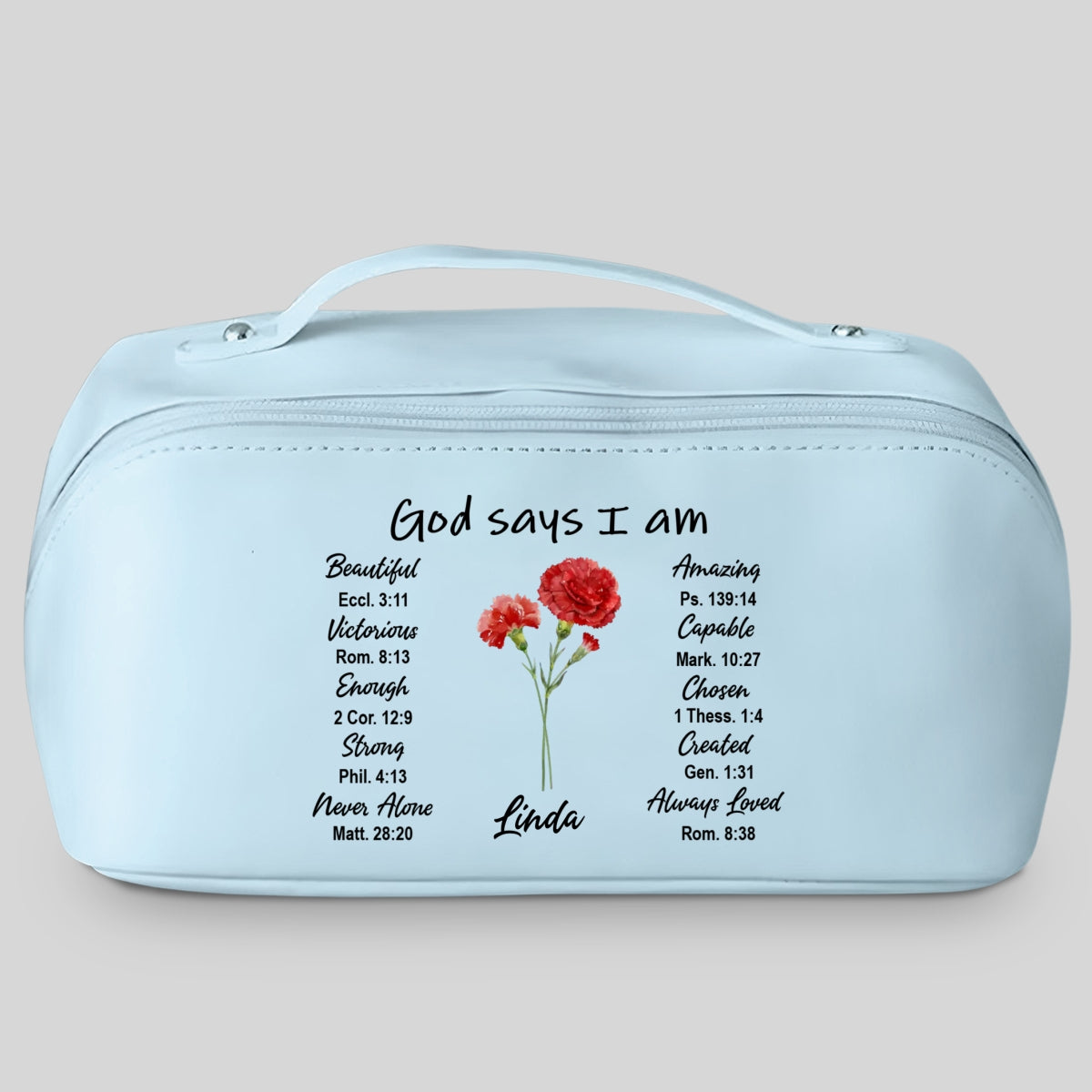 God Says I Am - Personalized Leather Makeup Bag