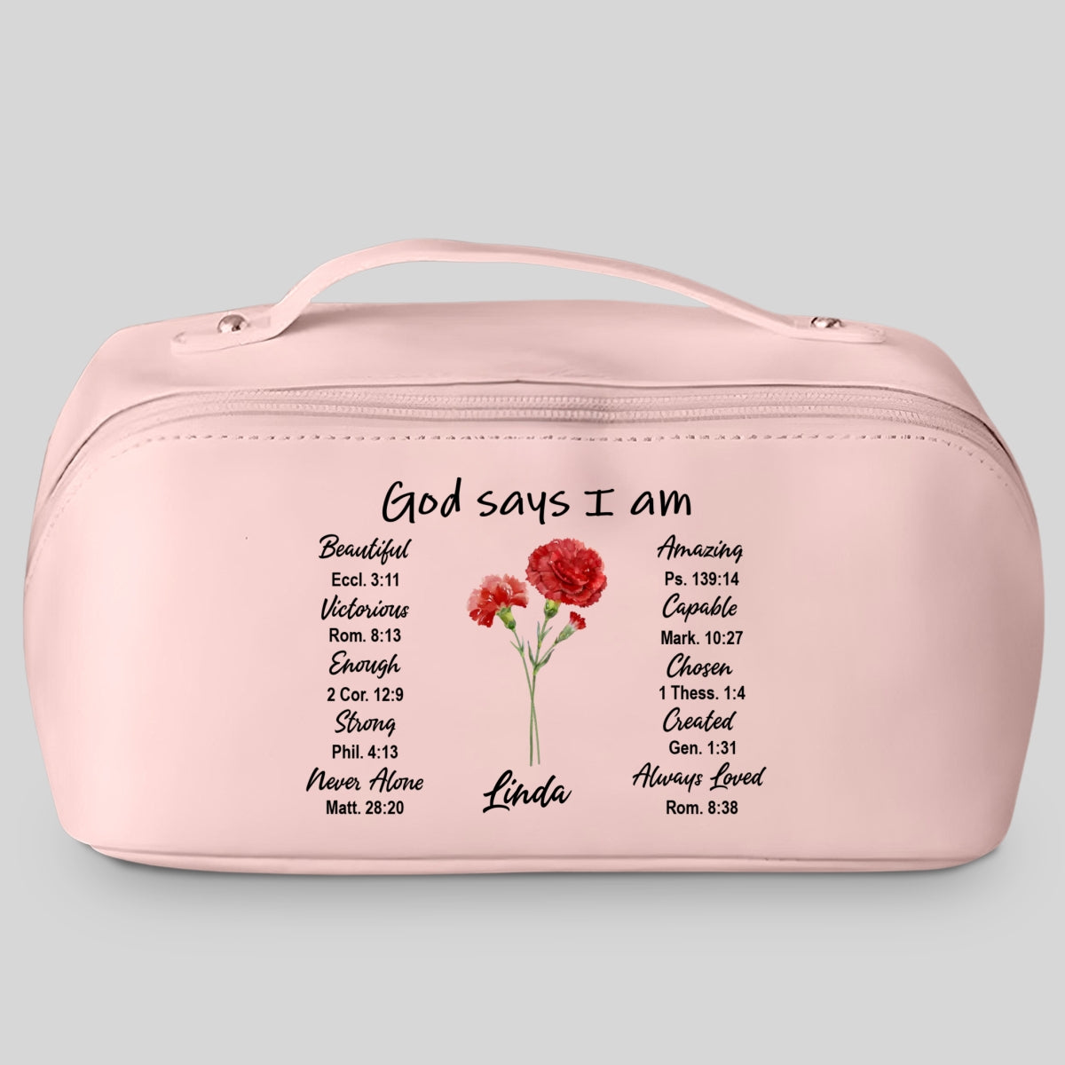 God Says I Am - Personalized Leather Makeup Bag
