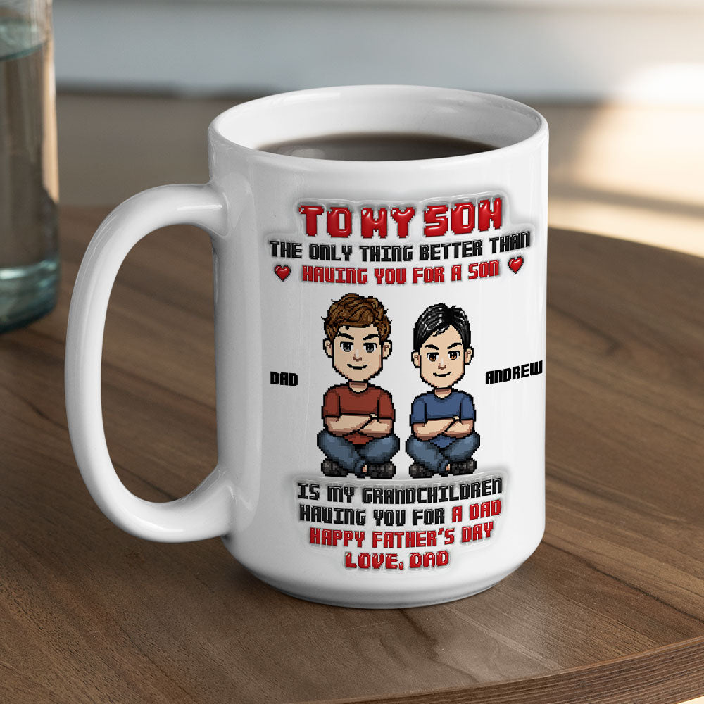 Custom Father's Day, Special Gift for Dad & Grandpa • From Dad To Son - Personalized 3D Inflated Effect Mug