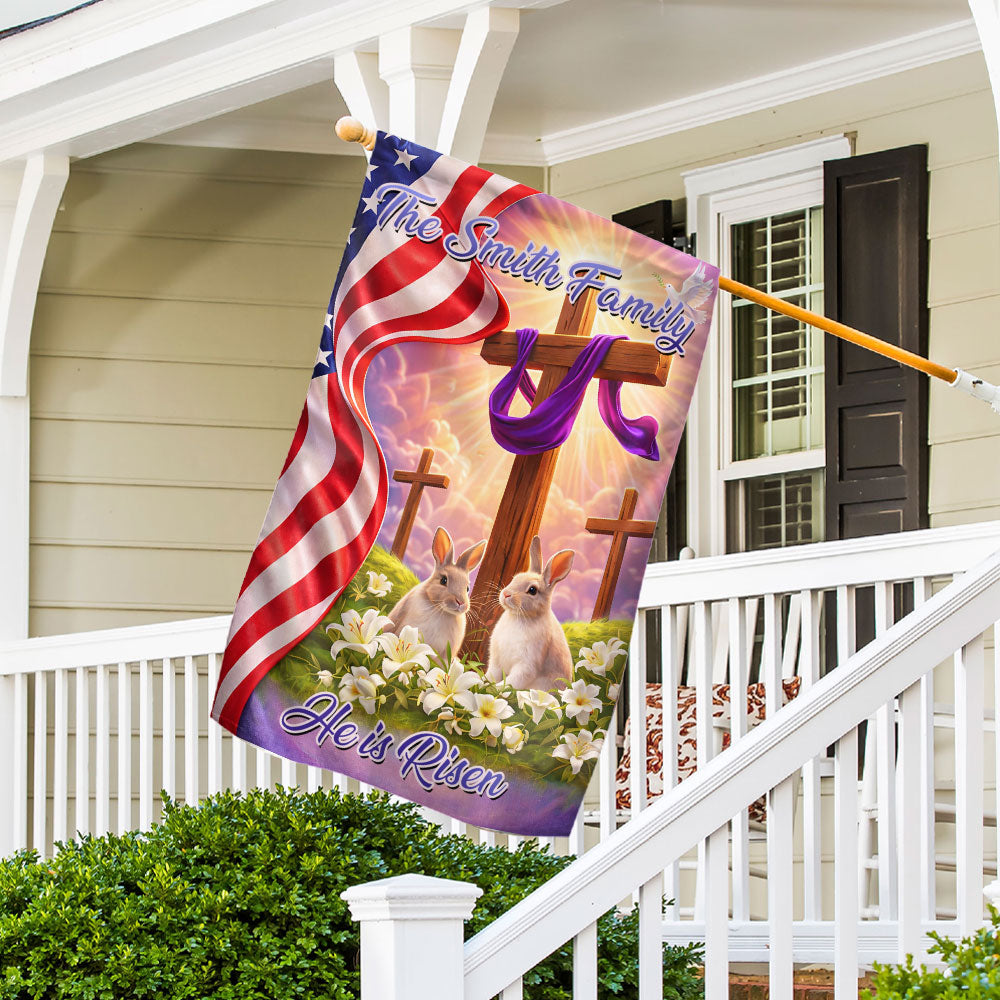 He Is Risen Easter Cross - Personalized Flag