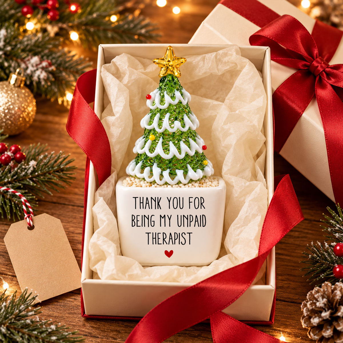 My Unpaid Therapist - Personalized Glass Christmas Tree