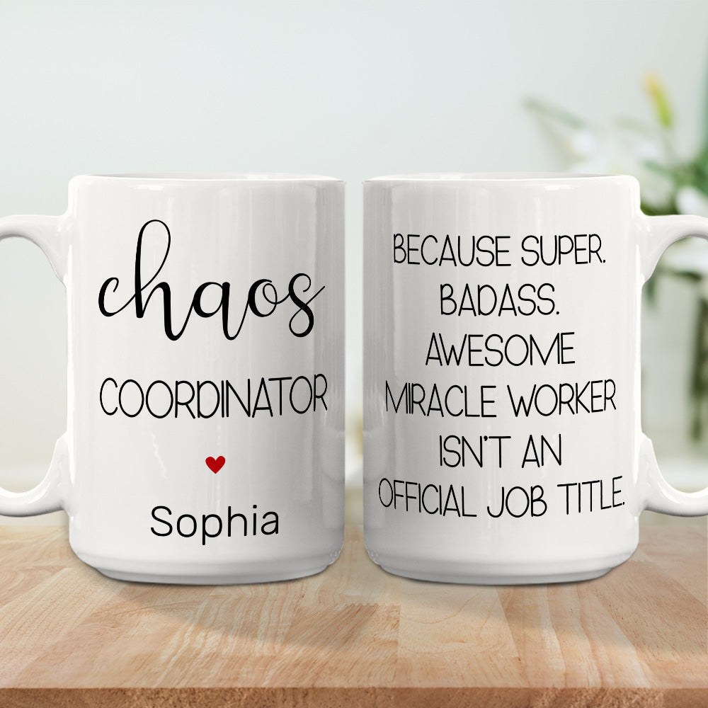 Custom Coworker, Christmas & Birthday Team Appreciation Gift • Chaos Coordinator - Personalized Coffee Mug