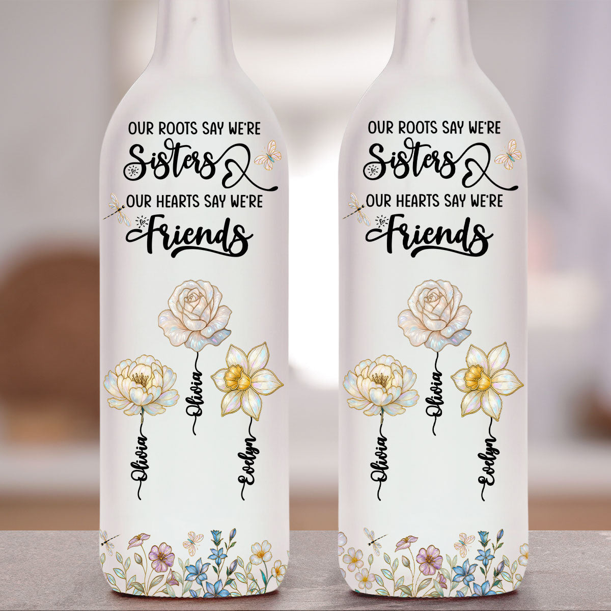 Growing Together Blooming Forever - Personalized Bottle Lamp