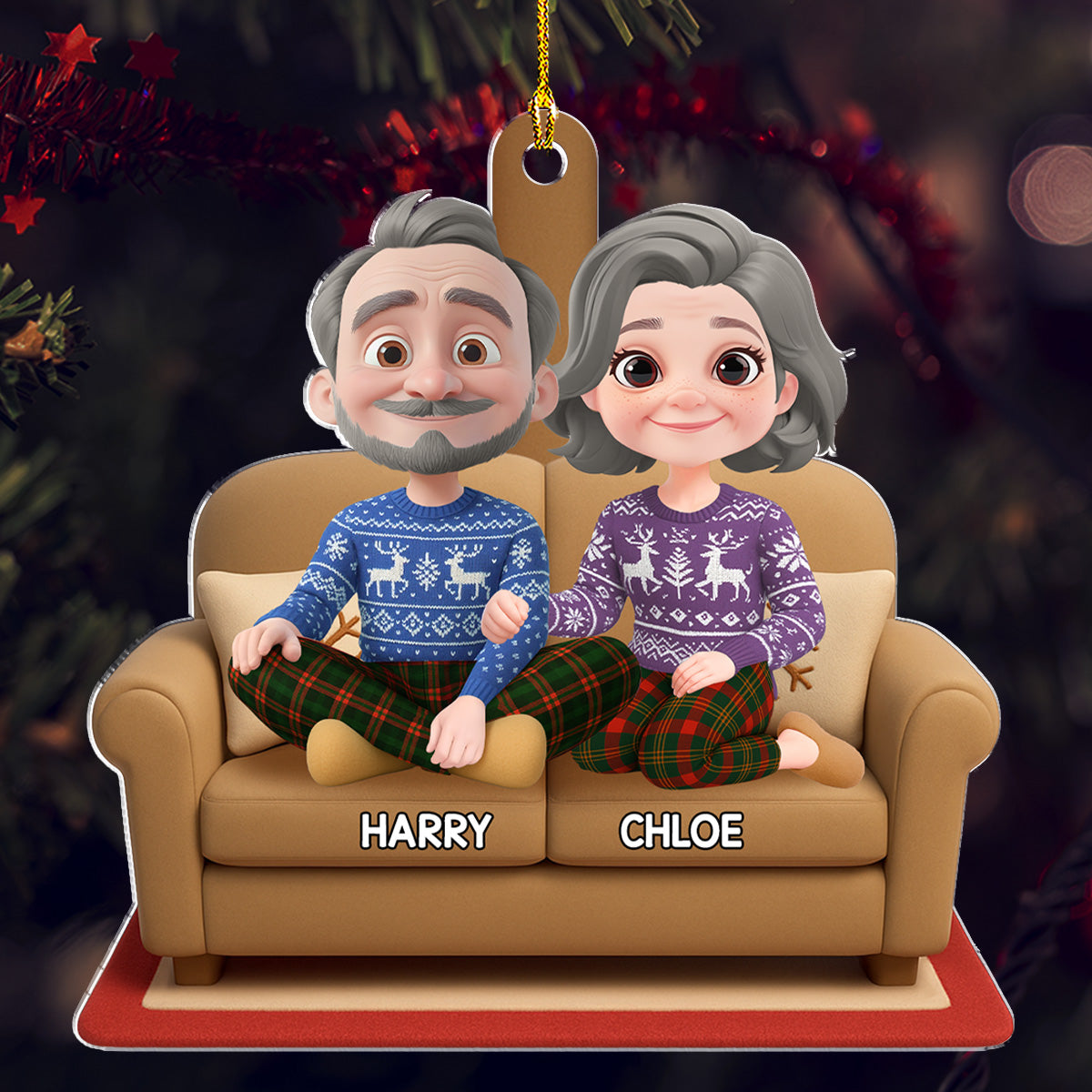 Custom Couple Christmas Ornament, Anniversary Gift •  Together Forever - Personalized 3D Effect Acrylic Ornament