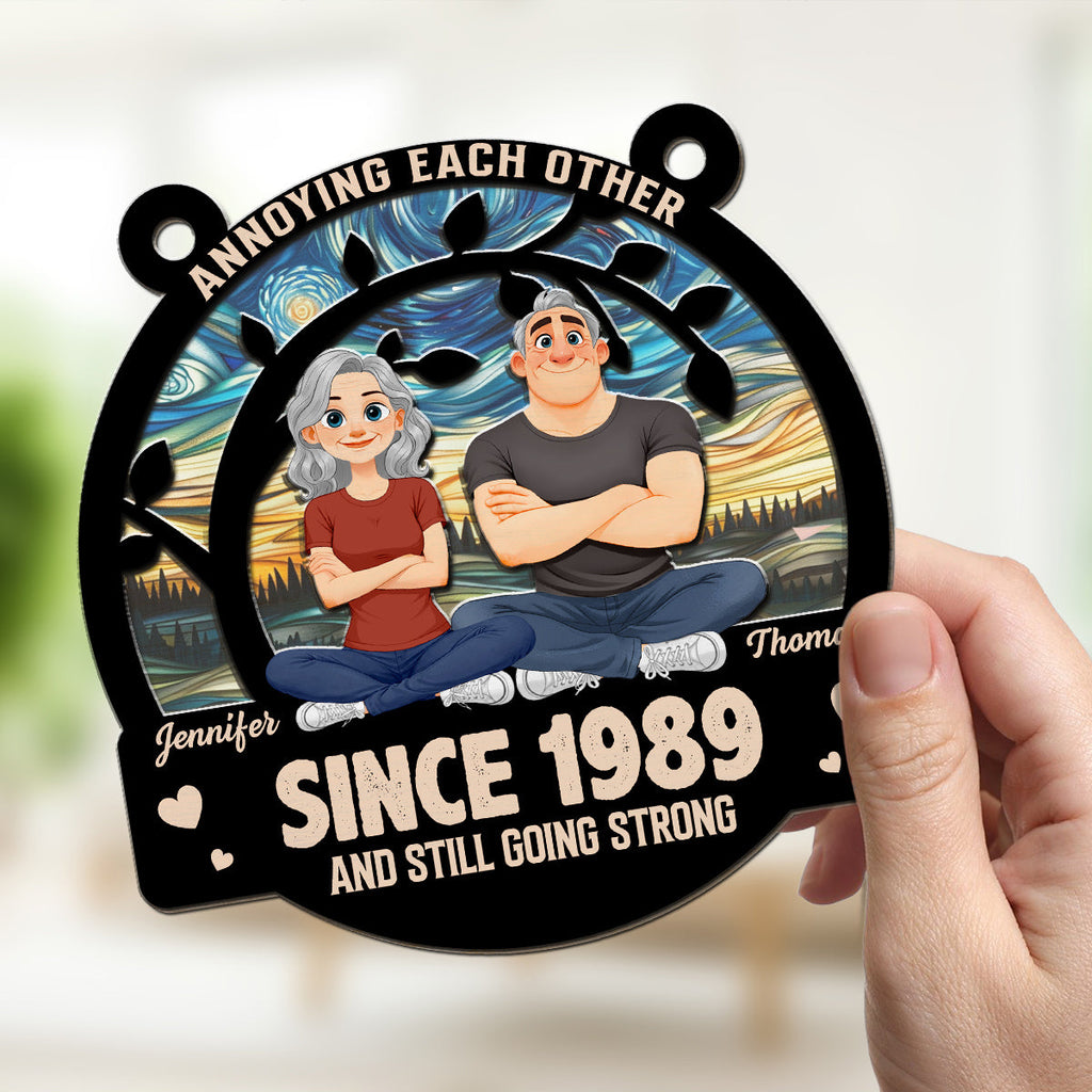 Custom Couple Hanging Decor, Anniversary Valentine's Day Gifts • Happily Ever After - Personalized Suncatcher