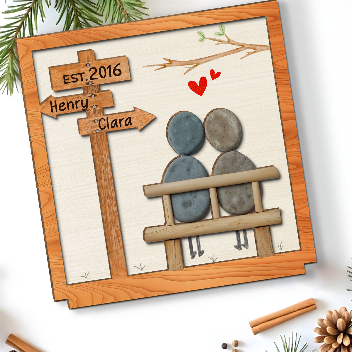 Custom Couple's Decor, Anniversary & Wedding Gift • I Need You Because I Love You - Personalized 2-Layer Wood Plaque With Flat Base
