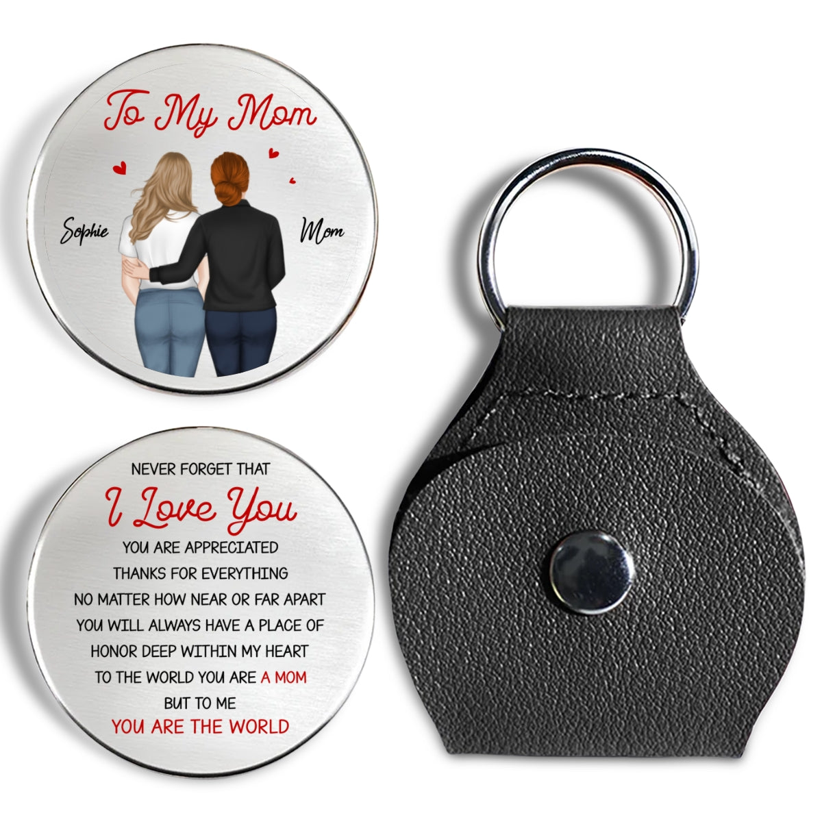 Custom Mom Coin Keychain, Mother's Day Birthday Keepsake • Never Forget I Love You Mom - Personalized Pocket Hug