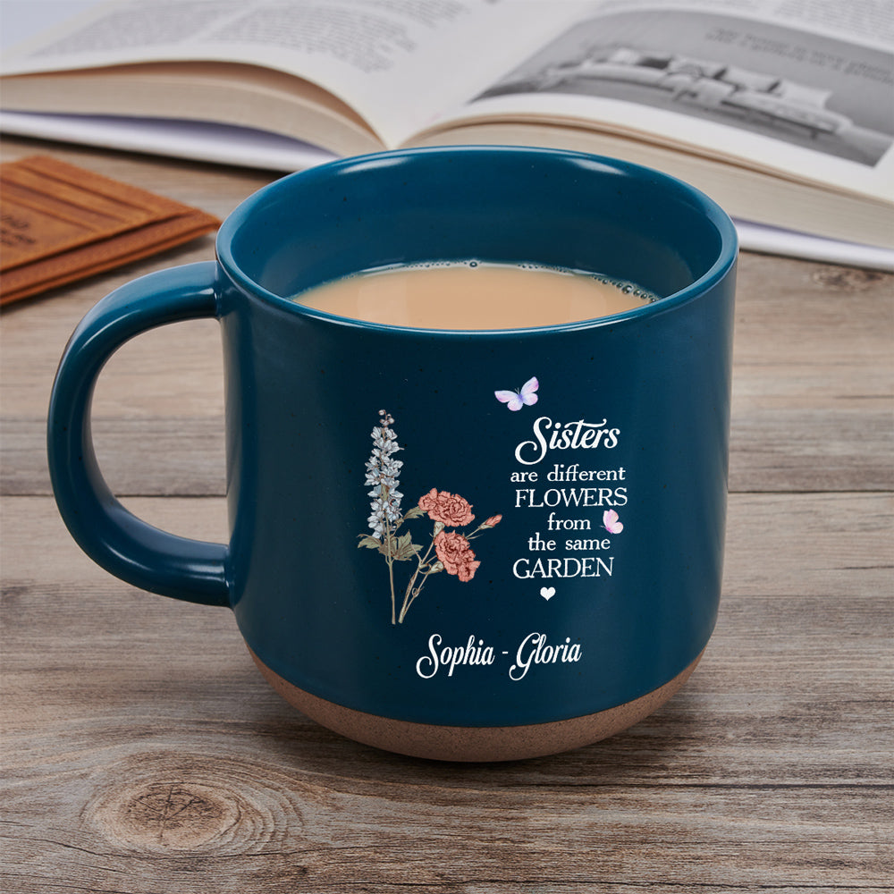 Custom Christmas & Birthday Gift For Sister • Floral Sisters Forever - Personalized Pottery Mug