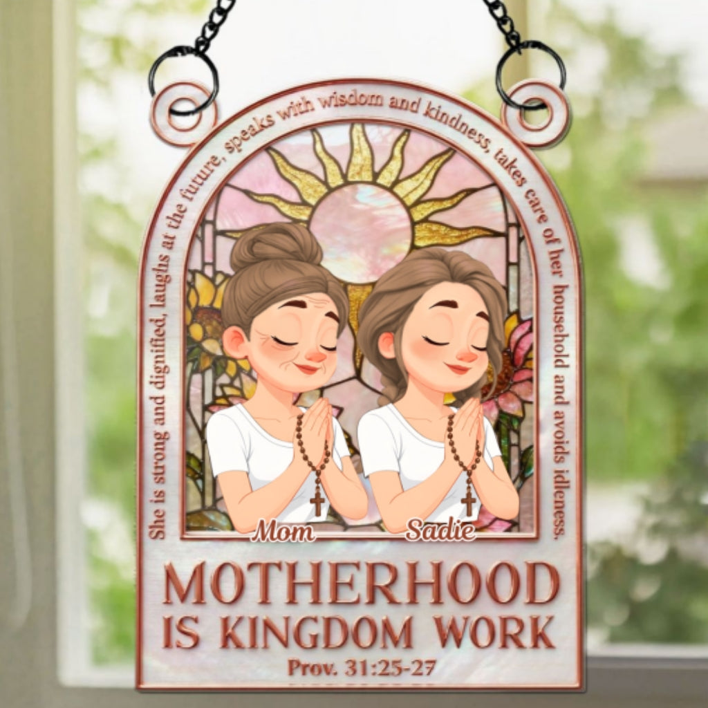 Custom Hanging Decor for Mom Daughter, Mother's Day Gifts • Faith Guides Her Journey - Personalized Suncatcher