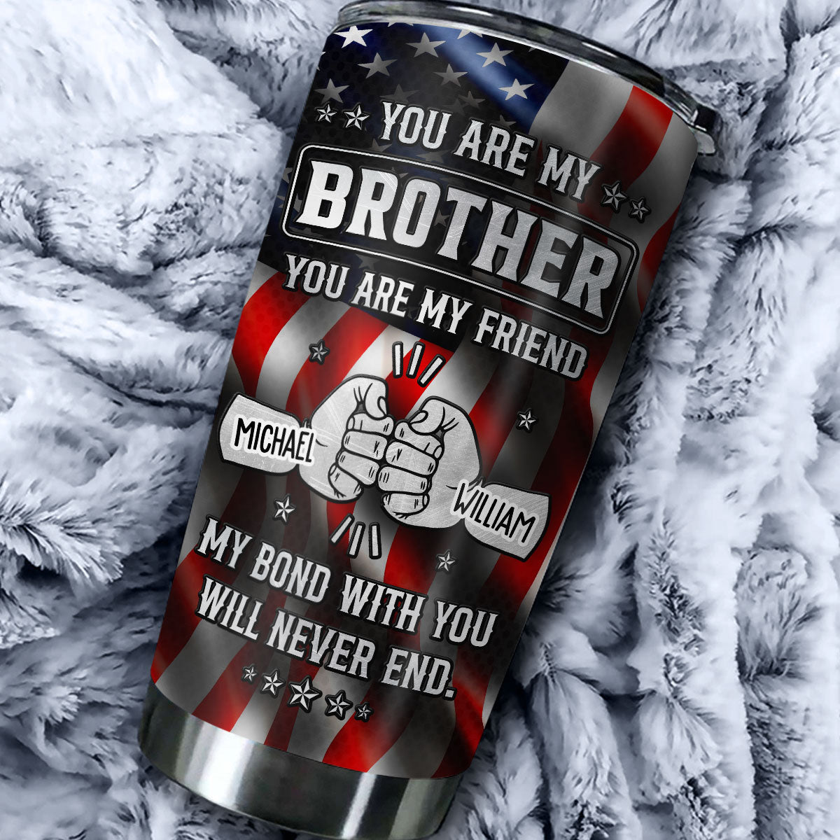 Custom Christmas Birthday Gifts For Brother • My Bond With You American - Personalized Tumbler