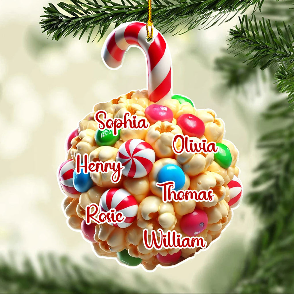 Custom Family Ornament, Christmas Gift for Family Members •  Popcorn Ball Family Name - Personalized Acrylic Ornament