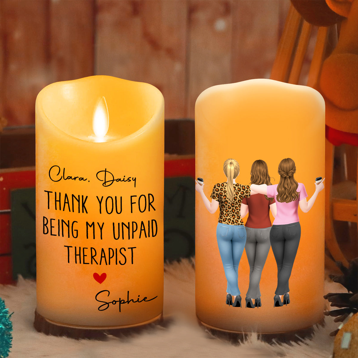My Unpaid Therapist Gift For Coworkers Friends Sisters - Personalized LED Candle