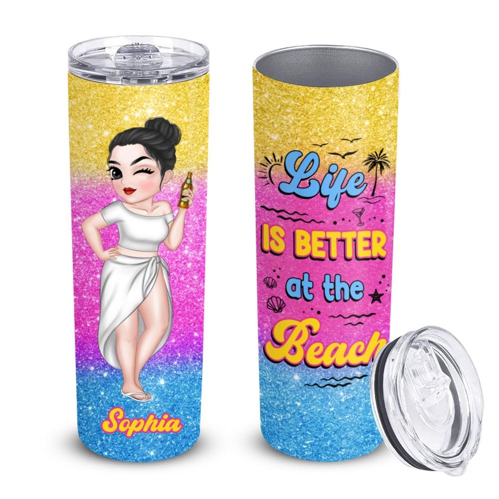 Better At The Beach - Personalized Skinny Tumbler