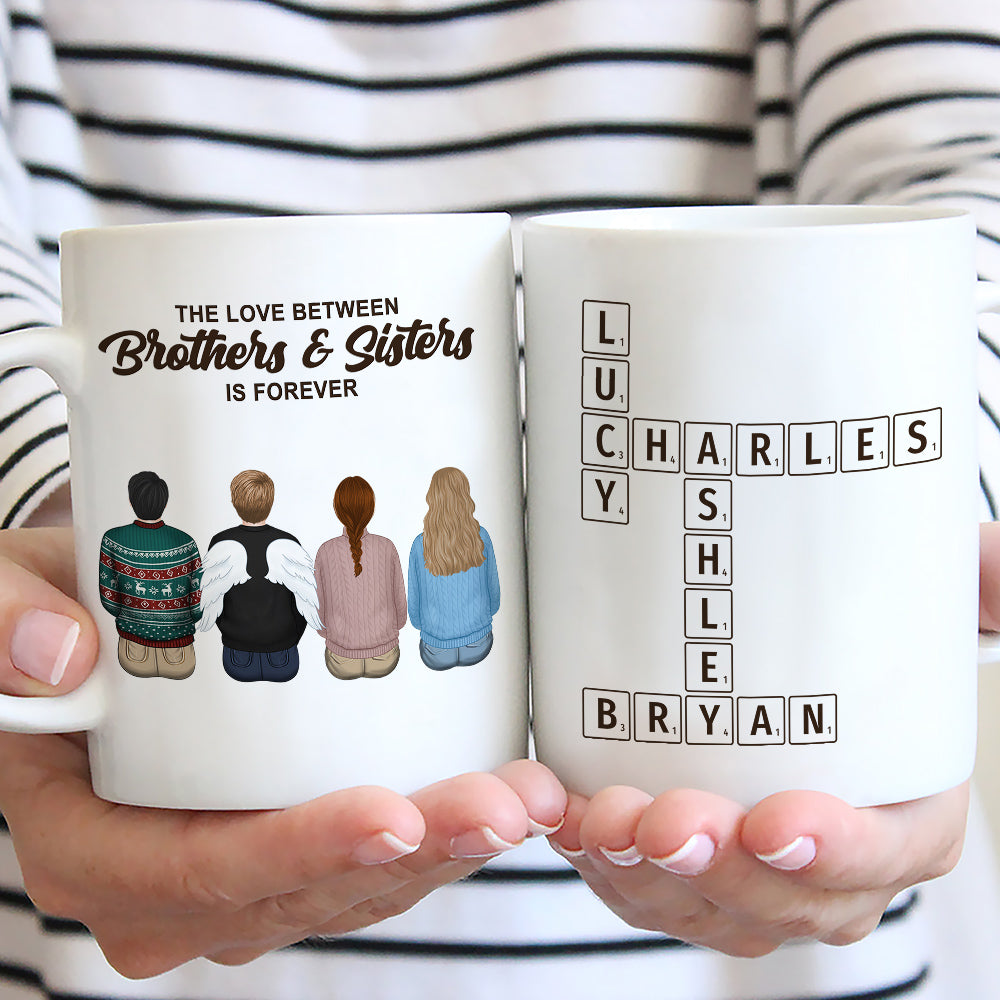 Custom Christmas & Birthday Keepsake Gift • Brothers And Sisters Link Forever Crossword - Personalized Coffee Mug