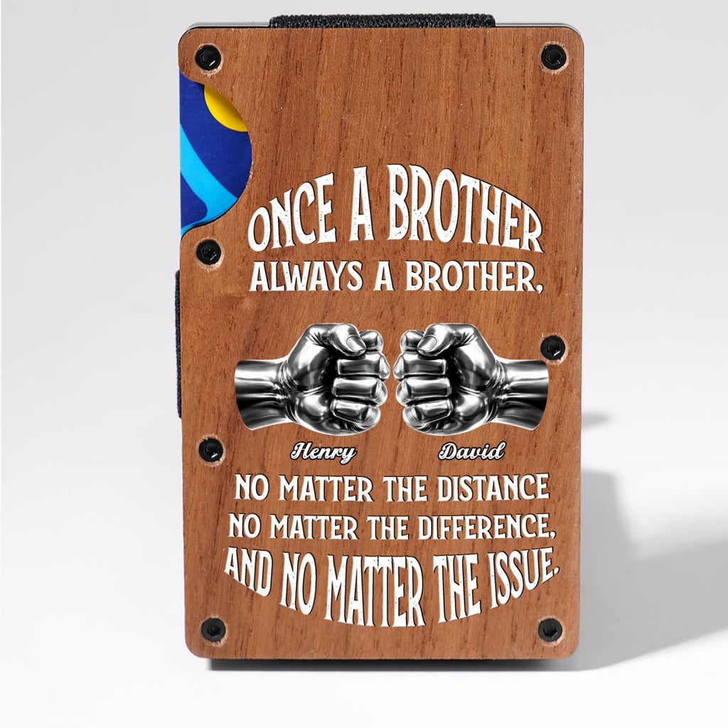 Once A Brother And Always A Brother - Personalized Wooden Card Holder