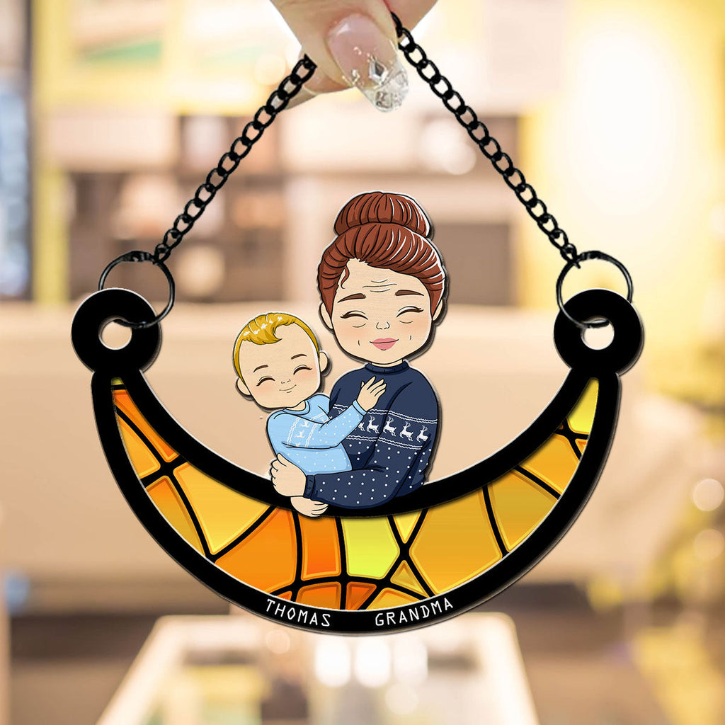 Custom Grandma Hanging Decor, Mother's Day Birthday Gifts • Grandma Love - Personalized Suncatcher