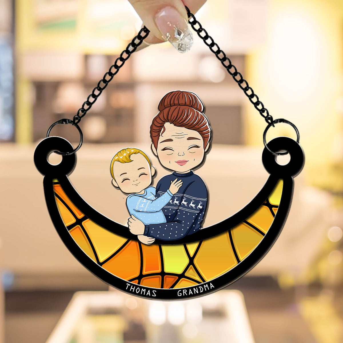 Custom Grandma Hanging Decor, Mother's Day Birthday Gifts • Grandma Love - Personalized Suncatcher
