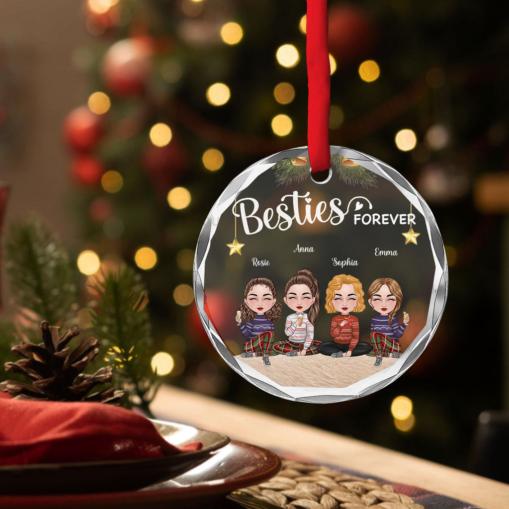 Custom Keepsake Christmas Ornament •  Sisters Forever Christmas - Personalized Glass Ornament