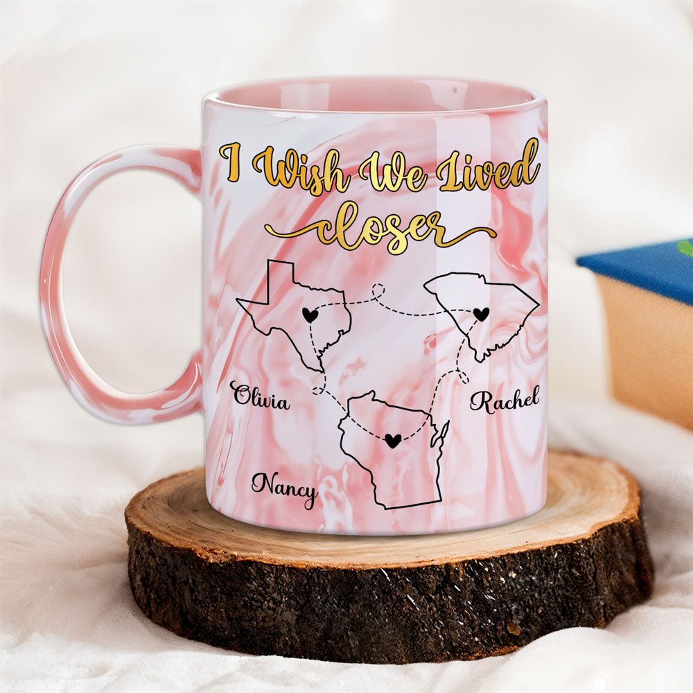 Custom Best Friend, Christmas & Birthday Friendship Keepsake Gift • By My Side - Personalized Pink Marble Mug