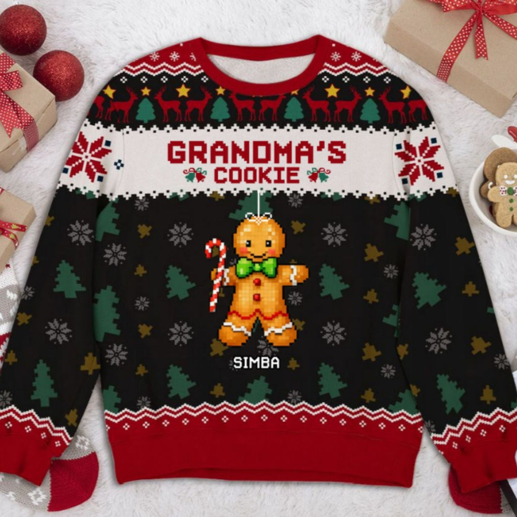 Custom Grandma Christmas Sweatshirt, Gift for Mothers • Grandma Cookies - Personalized All-Over-Print Sweatshirt