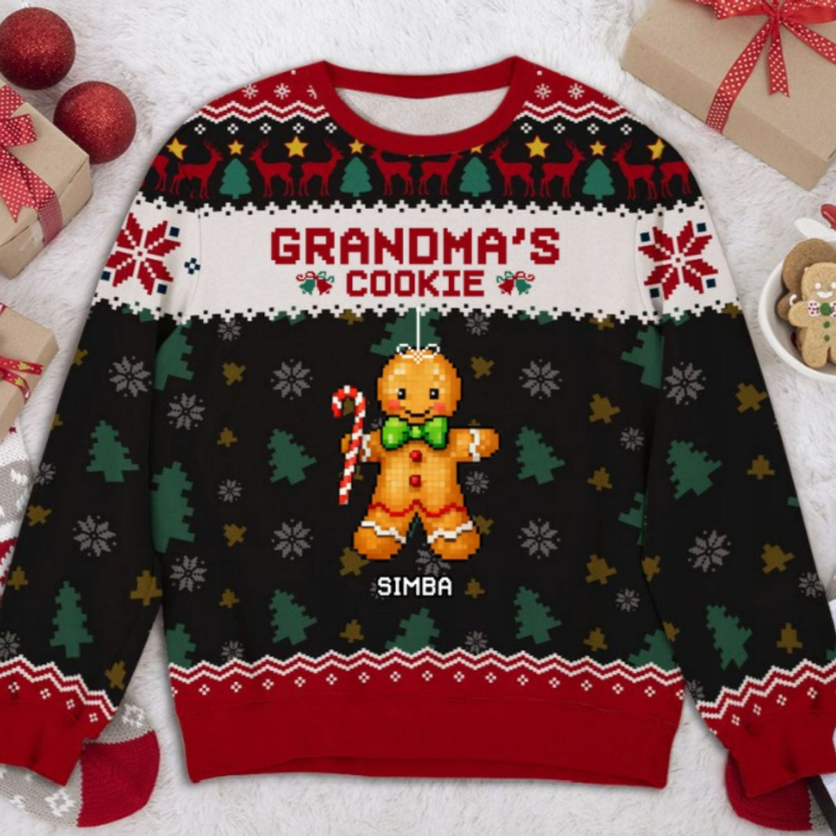 Custom Grandma Christmas Sweatshirt, Gift for Mothers • Grandma Cookies - Personalized All-Over-Print Sweatshirt