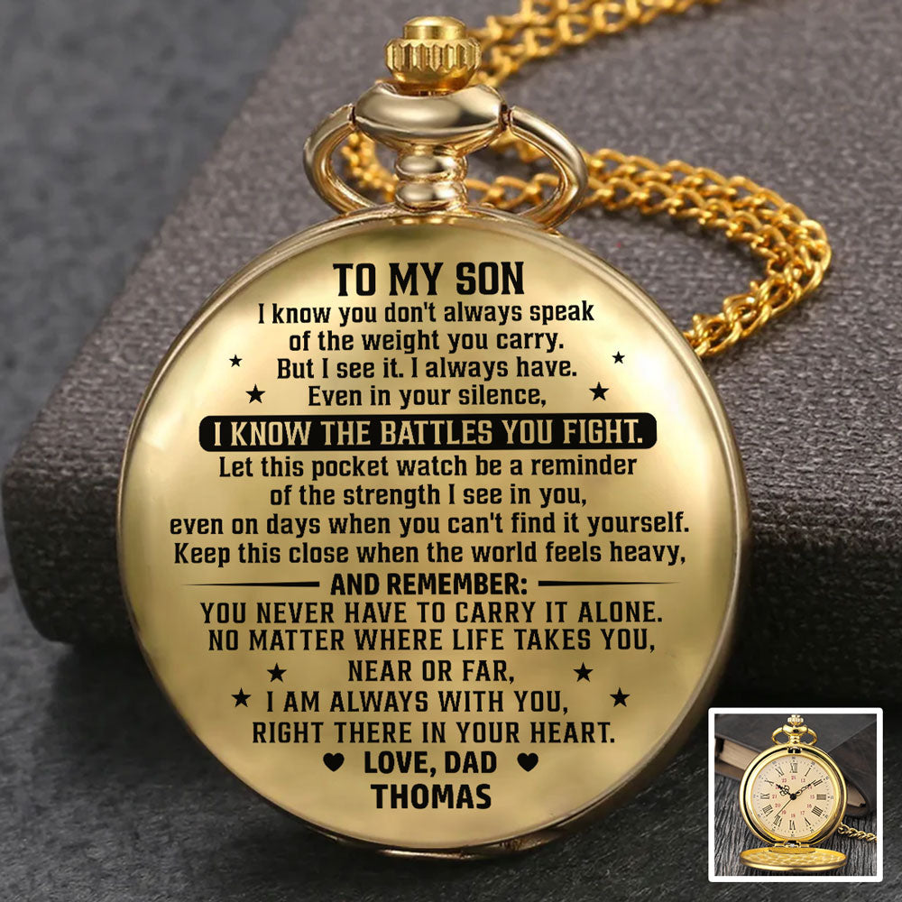 My Son My Strength - Personalized Print Pocket Watch