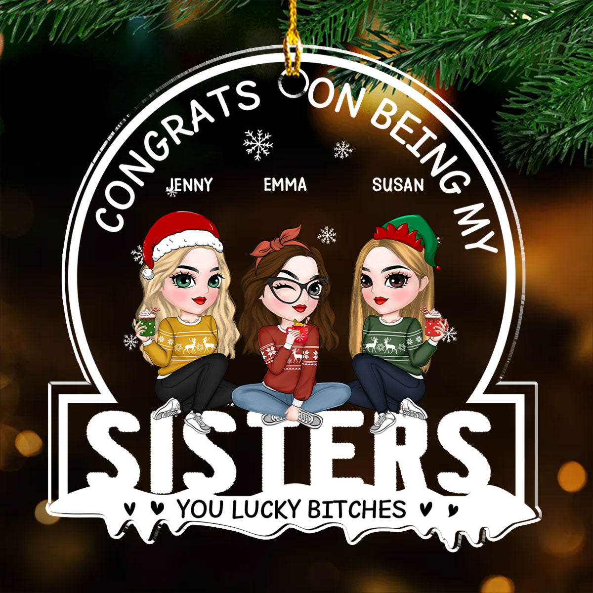 Custom Friendship Christmas Ornament, Best Friend Gift •  Christmas Congrats On Being My Bestie - Personalized Acrylic Ornament