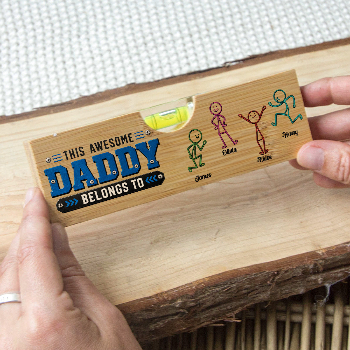 Awesome Dad - Personalized Wooden Spirit Level Bottle Opener