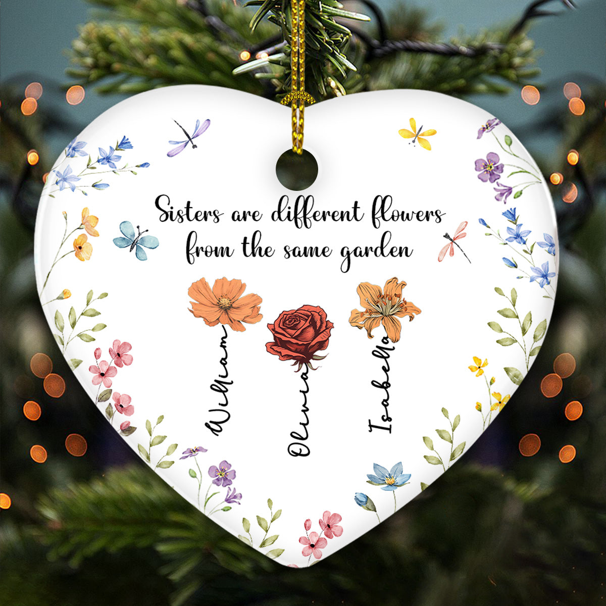 Custom Friendship Christmas Ornament, Best Friend Gift •  Every Flower Blooms In Its Own Time - Personalized Ceramic Ornament