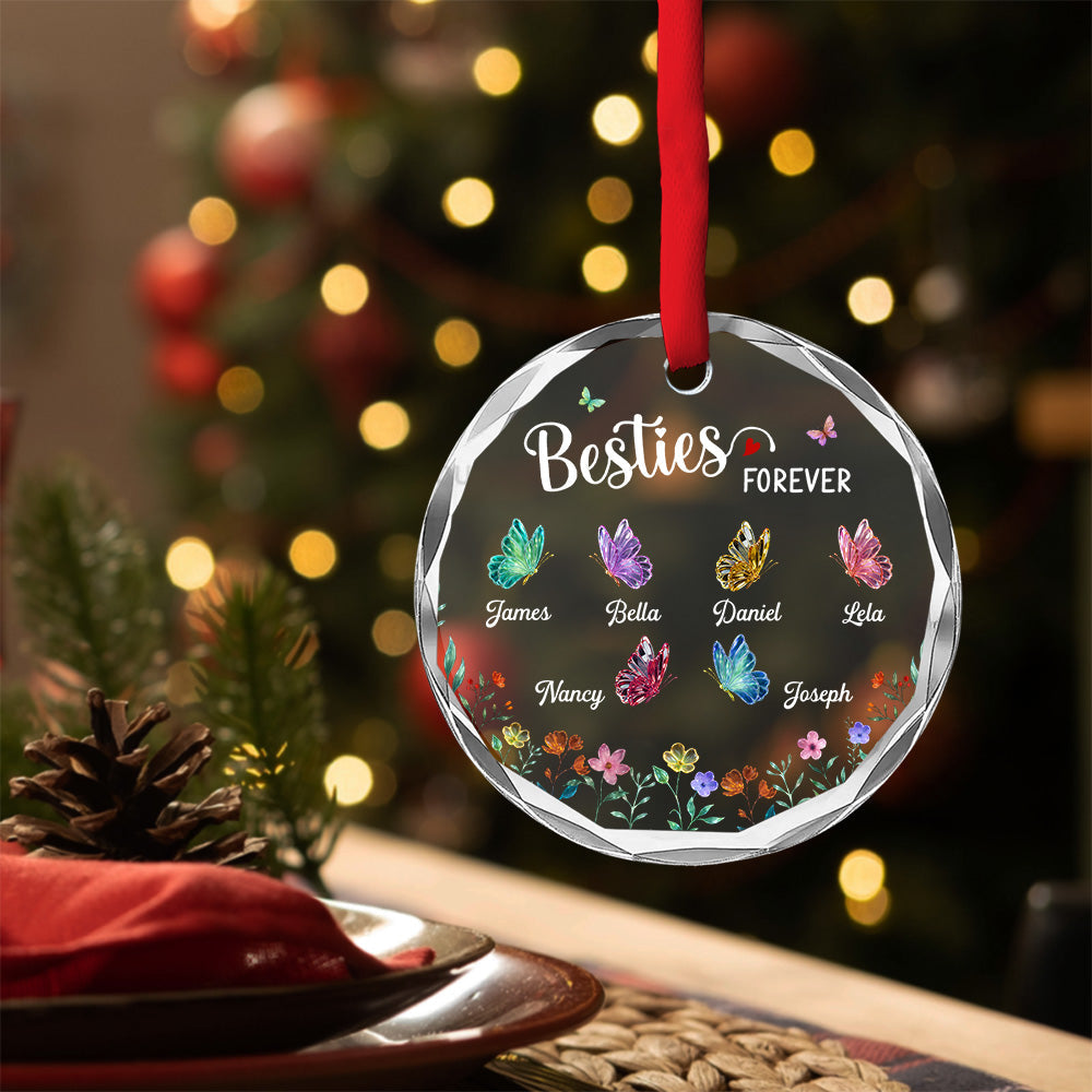Custom Sister Christmas Ornament •  Twinkling Butterflies - Personalized Glass Ornament