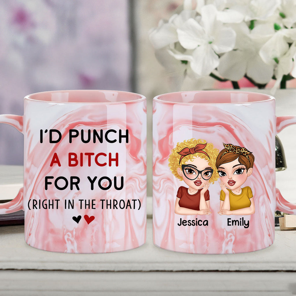 Custom Best Friend, Christmas & Birthday Friendship Keepsake Gift • Good Friends - Personalized Pink Marble Mug