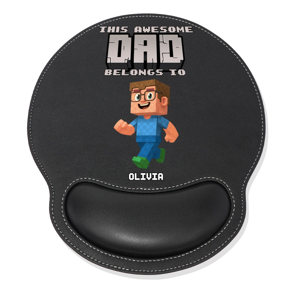 This Awesome Dad Belongs To - Personalized Leather Mouse Pad